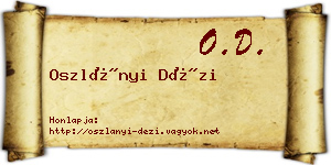 Oszlányi Dézi névjegykártya